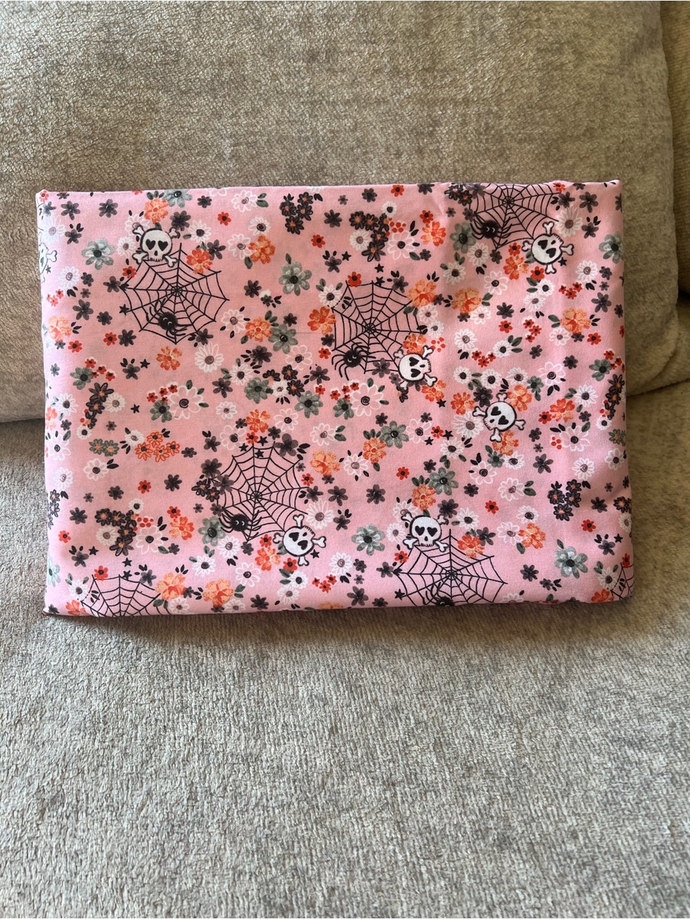 Cynthia Rowley Pink Halloween Floral Skull Queen Flat Sheet Only